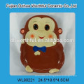 Plato redondo de cerámica popular del diseño del mono para la vajilla